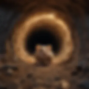 Rodent displaying intricate tunneling skills underground