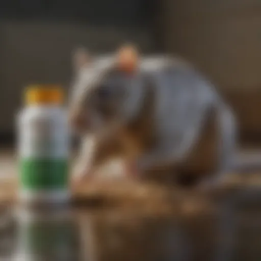 Illustration depicting the application of rodenticide tracking powder in a commercial setting