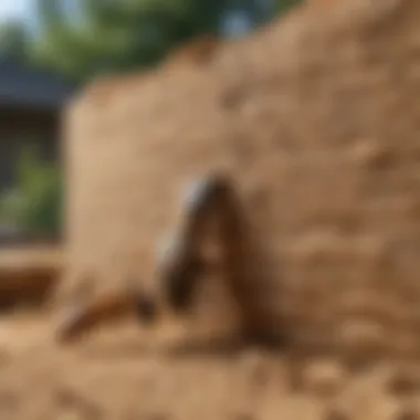 Homeowner applying a natural treatment solution to the foundation