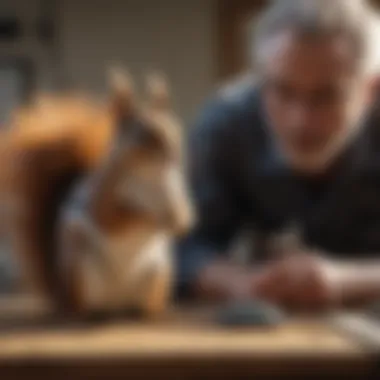 Scientist analyzing data on sonic squirrel repeller
