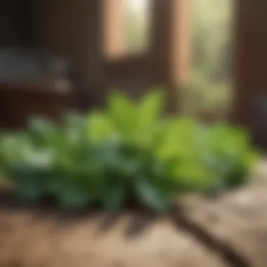 Fresh spearmint leaves in a rustic setting
