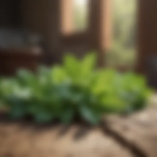 Fresh spearmint leaves in a rustic setting