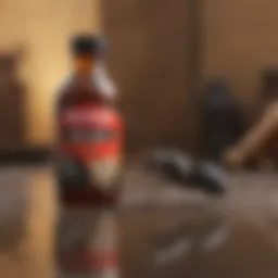 Close-up of Spectracide Terminate Termite and Carpenter Ant Killer bottle with a blurred background