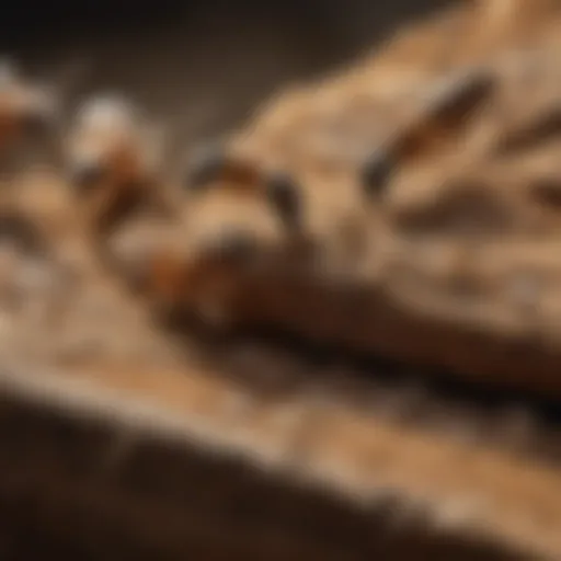 Glistening termite workers eating wood
