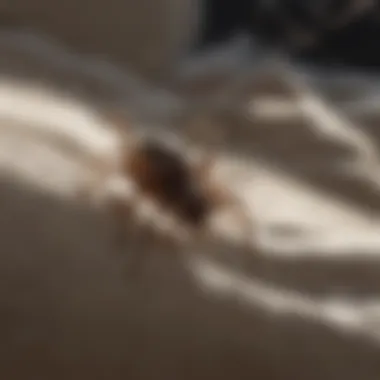 Spider trapping a bed bug in its web