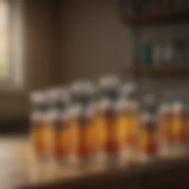 Various insecticidal spray bottles targeting spiders on a shelf.