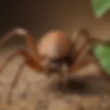 Close-up view of a brown recluse spider in a natural habitat.