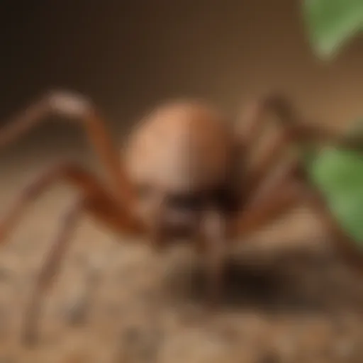 Close-up view of a brown recluse spider in a natural habitat.