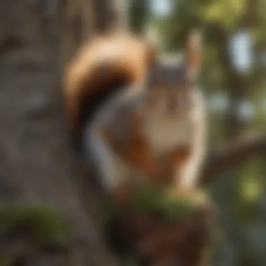 Squirrel nesting in tree