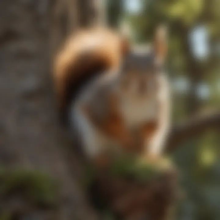 Squirrel nesting in tree