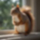 Curious squirrel perched on a windowsill