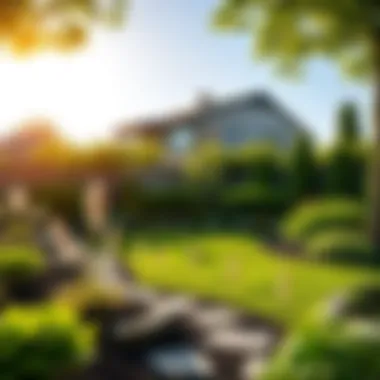 An overview of a yard with strategic landscaping to deter mosquitoes.