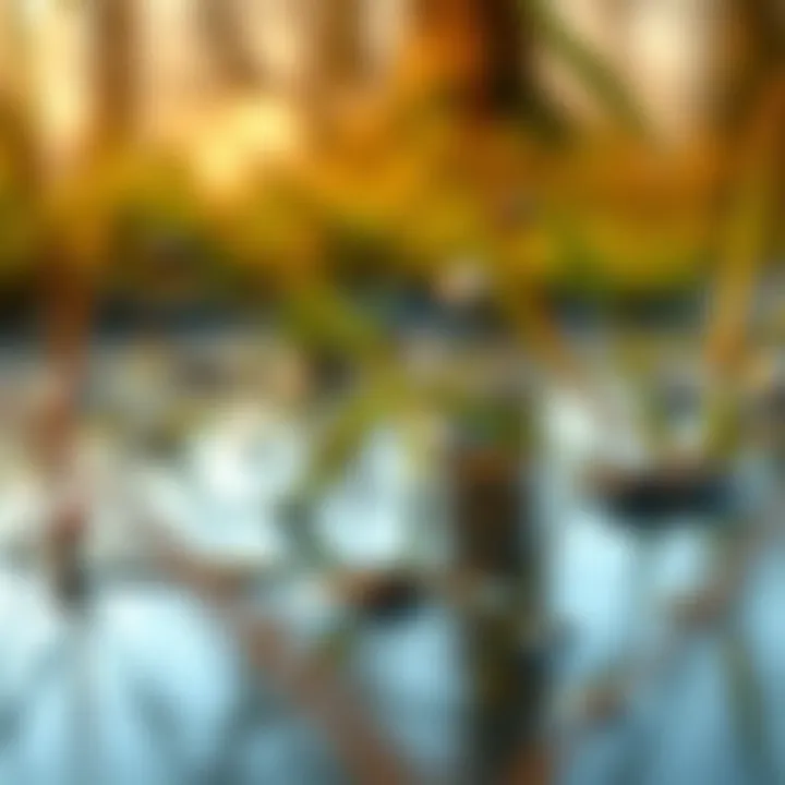 Close-up of standing water where mosquitoes breed.
