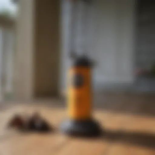 A serene porch view with a bat repellent device