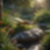 Natural Garden Deterrents A serene garden with natural plants that deter wasps