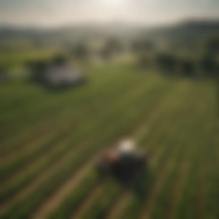 An eco-friendly farming landscape illustrating sustainable agricultural practices.