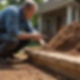 Exterminator inspecting termite damage