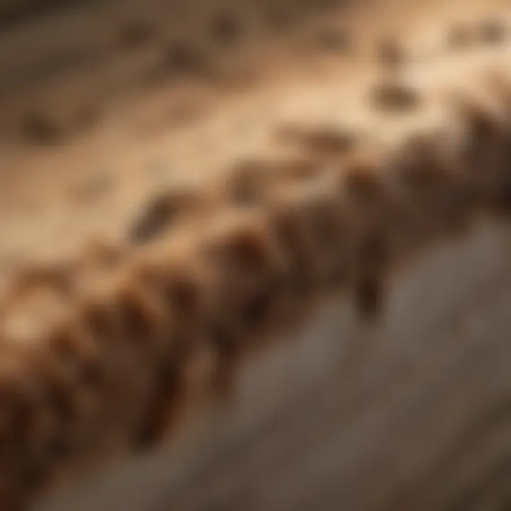 Close-up of termite damage on wood