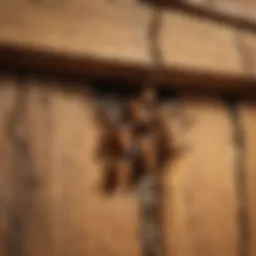 Magnified view of termite damage on wooden structure