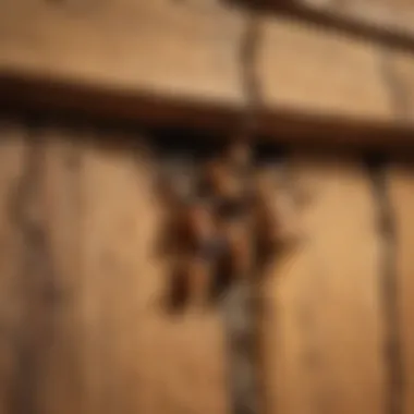 Magnified view of termite damage on wooden structure