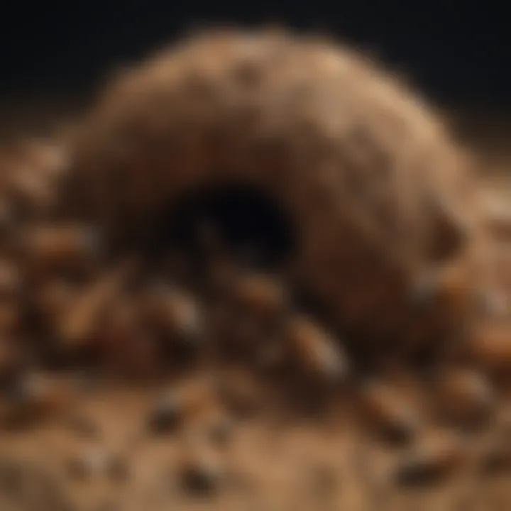 Termite queen and workers in nest