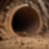 Erosive Nature of Termites A termite tunneling through wood