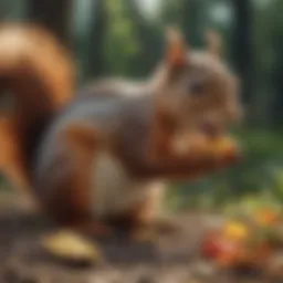 Illustration depicting a squirrel ingesting poison