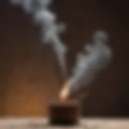 A close-up view of smoke from a burning incense stick.