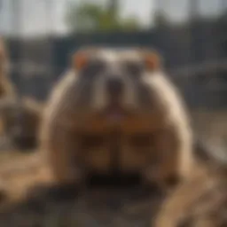 Groundhog trapped in a cage