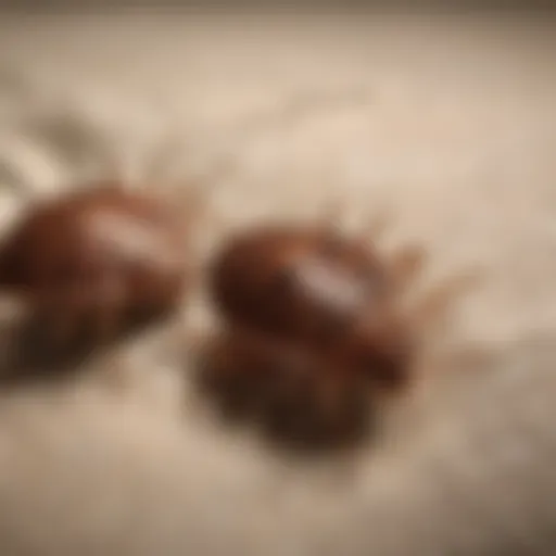 Detailed view of bed bugs on fabric