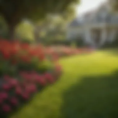 Lush Green Lawn with Vibrant Flowers Green lawn with vibrant flowers