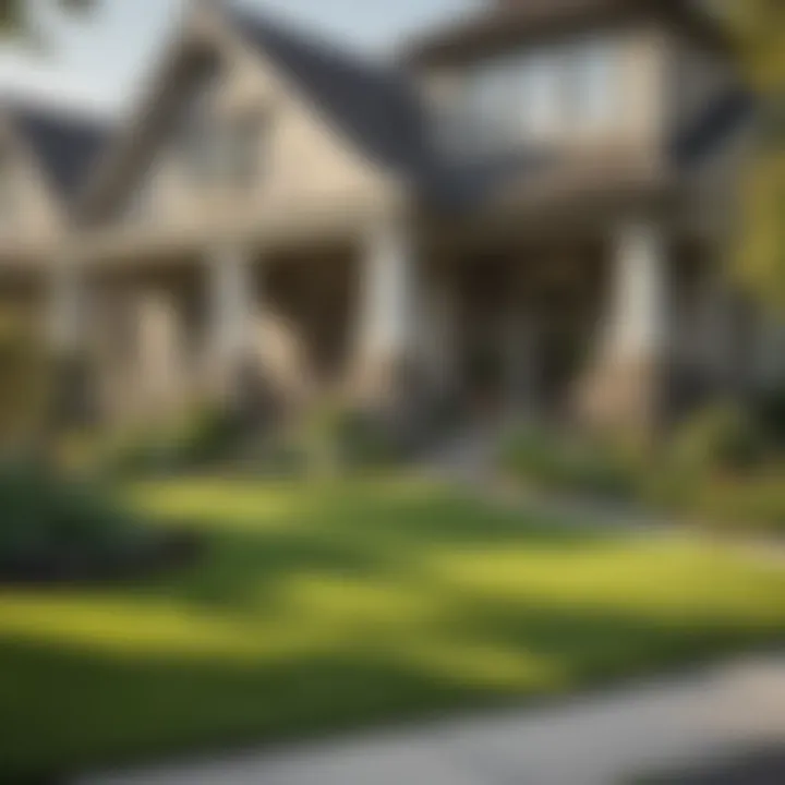 Happy homeowners enjoying their manicured lawn