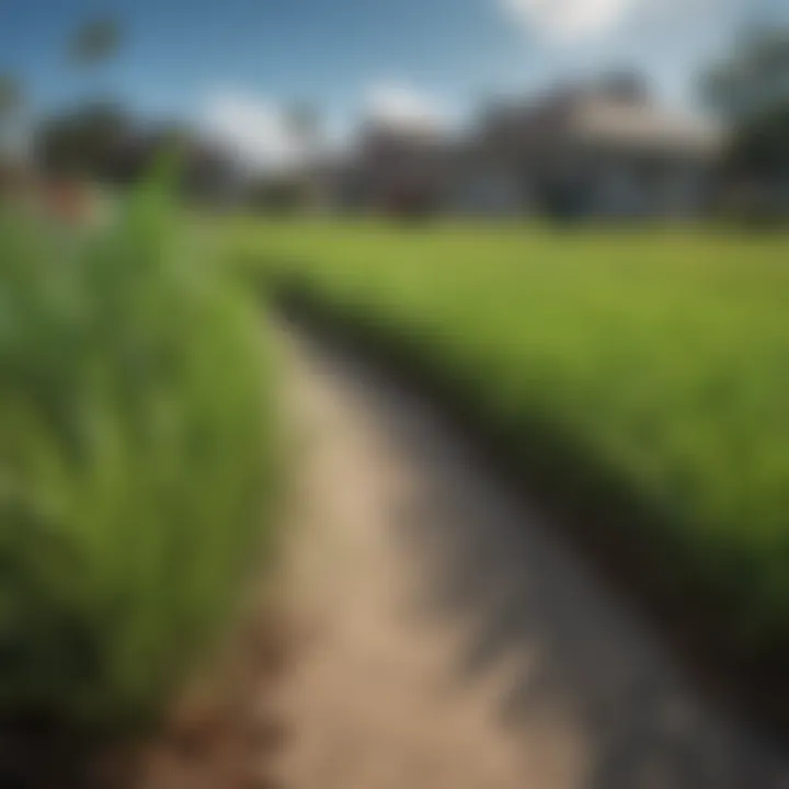 Healthy grass with vibrant colors under clear blue sky