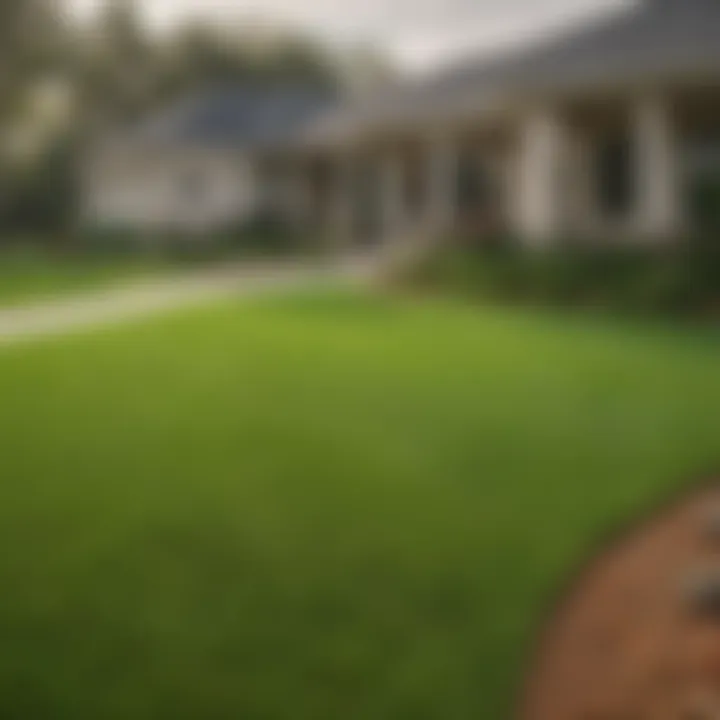 Before and after comparison of a lawn transformation by TruGreen