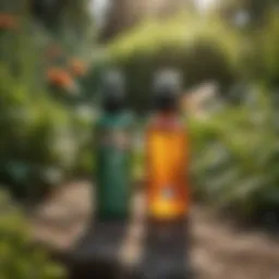 Organic flea repellent in a beautiful garden