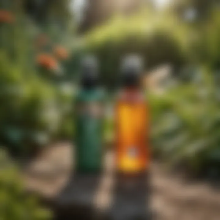 Organic flea repellent in a beautiful garden