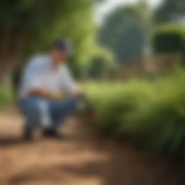 Professional pest control service treating a yard