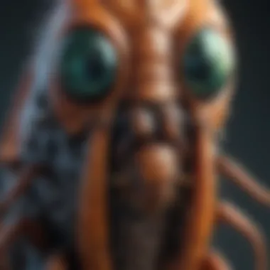 Close-up of insect thorax for identification purposes