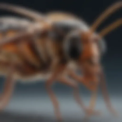 Magnified view of insect antenna under a microscope