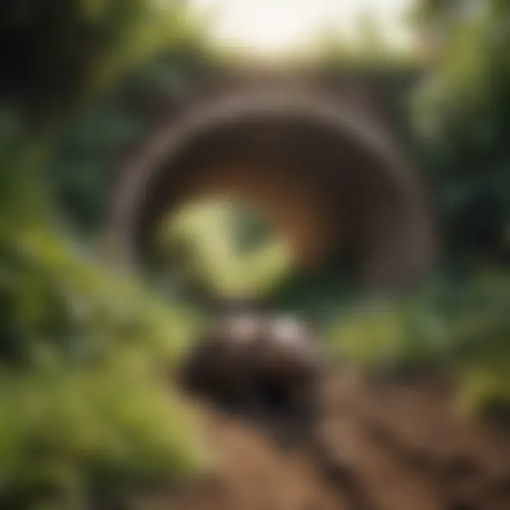Illustration of mole tunnels under a lawn