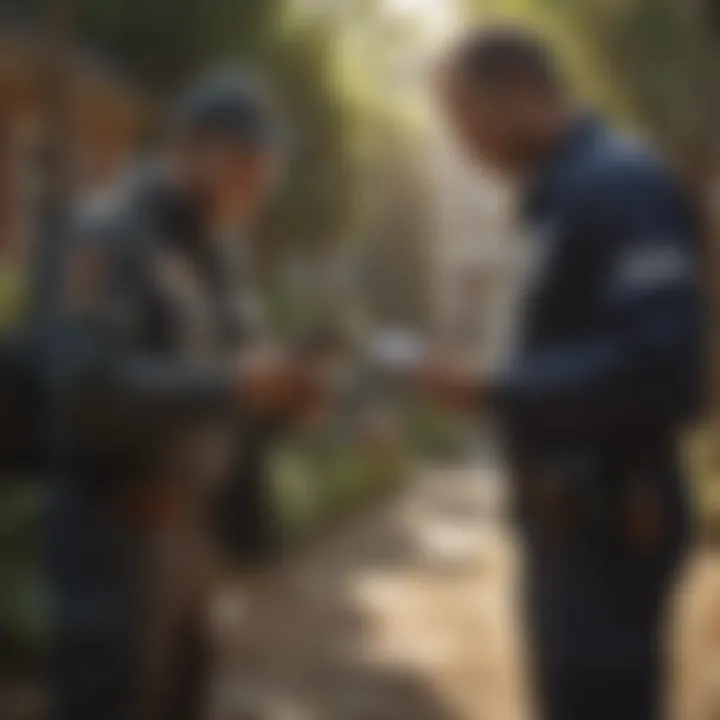 Elite Exterminator Conducting Property Inspection Expert exterminator inspecting property