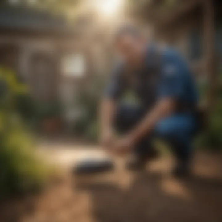 Pest control technician implementing strategic pest management techniques