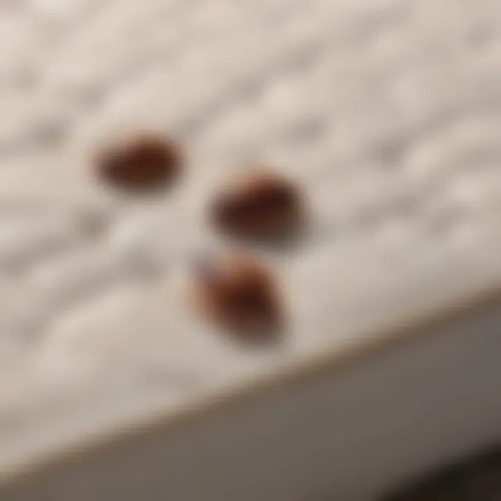 Close-up view of bed bugs on a mattress