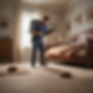 Professional pest control expert inspecting a room
