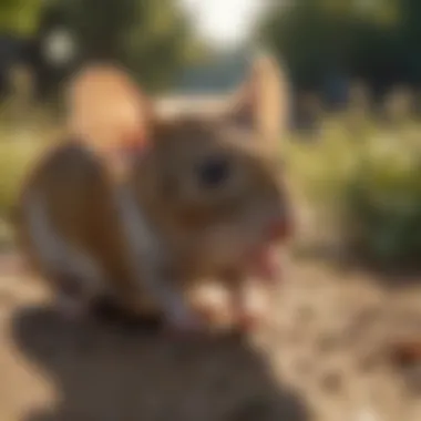 Alert Mouse Foraging in Daylight Alert mouse foraging for food in broad daylight