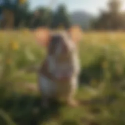 Curious mouse exploring a sunlit meadow