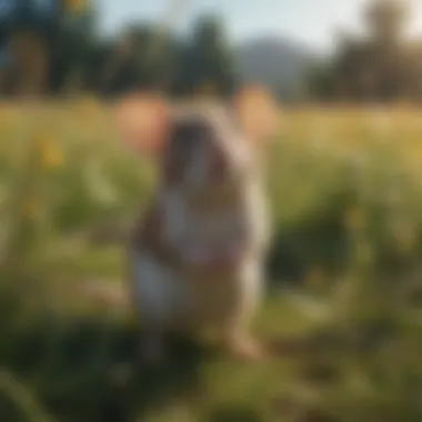 Curious mouse exploring a sunlit meadow