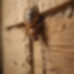 Close-up view of termite damage on wooden structure