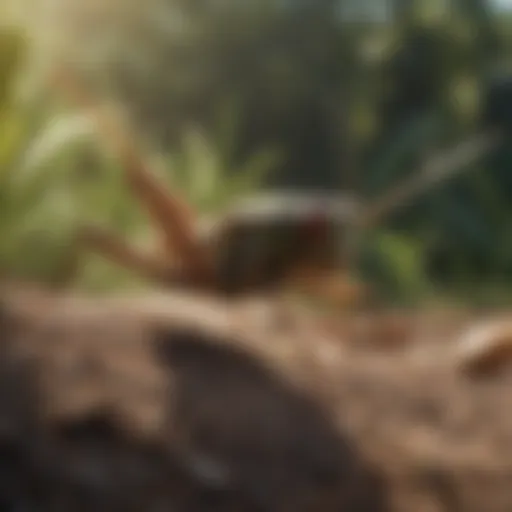 A close-up of a cricket in its natural habitat