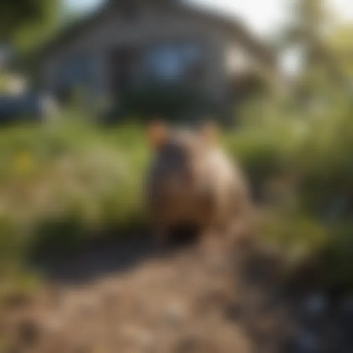 Ground Conditions Favoring Rodent Activity Yard with overgrown grass and debris